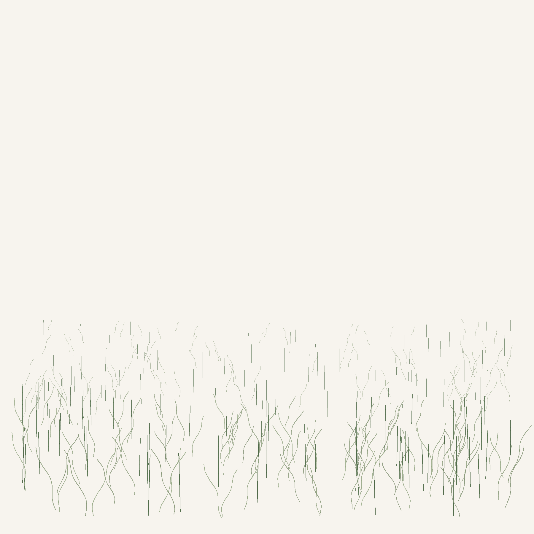 Project-012「そろわなかった野原」— まっすぐな草と、波打つ草が同じ野原に共存している生成画像